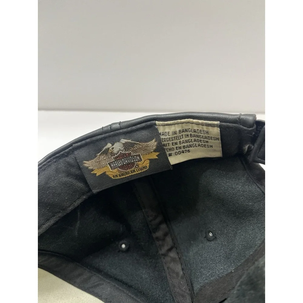 Harley-Davidson Genuine Leather Cap Hat Made in USA Vintage Biker Motorcycle